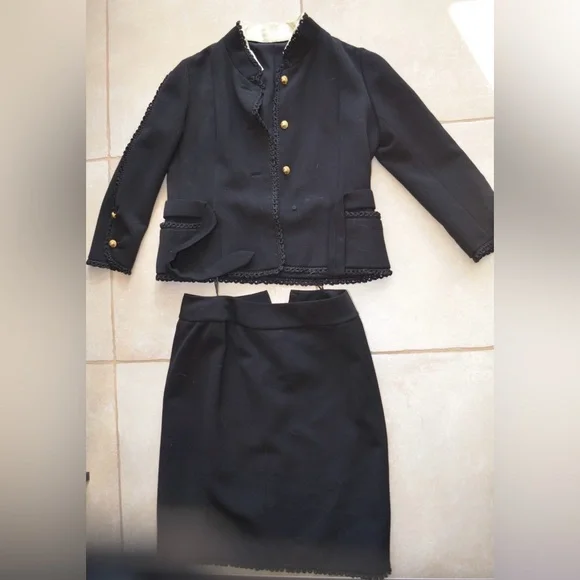 Holt Renfrew Vintage Black Wool Jacket & Skirt Set Size 6 Excellent - Picture 15 of 15